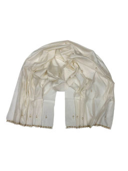Palash - Off White Chanderi Silk Dupatta with Zardozi Hand Embroidery Work
