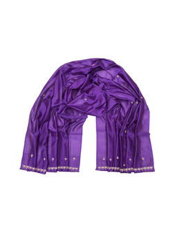 Palash - Purple Chanderi Silk Dupatta with Zardozi Hand Embroidery Work
