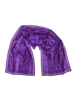 Palash - Purple Chanderi Silk Dupatta with Zardozi Hand Embroidery Work