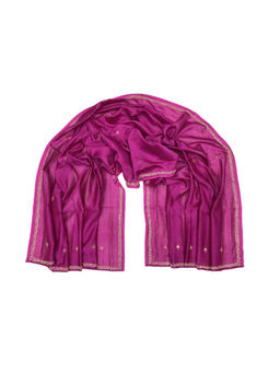 Palash - Magenta Chanderi Silk Dupatta with Zardozi Hand Embroidery Work