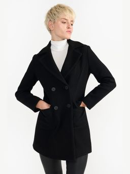 Perona - Maxine Women Black Woolen Full Sleeves Jacket