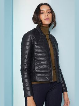 Perona - Kaia Women Black Leather Full Sleeves Jacket