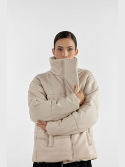 Perona - Celeste Women Ivory Leather Full Sleeves Jacket