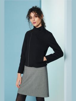 Perona - Odette Women Black Cotton Blend Full Sleeves Jacket