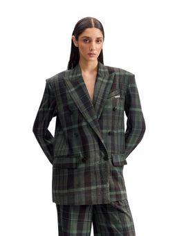 CILVR - Distorted Plaid Power Olive Jacket
