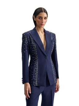 CILVR - Stud-Armour Tailored Navy Blue Jacket