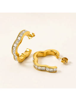 Nam Jewels - Twinkle Bites Hoops Earrings - Thick 18k gold plated , Gold