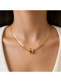 Nam Jewels - Chain Code Necklace - Thick 18K Gold-Plated , Gold