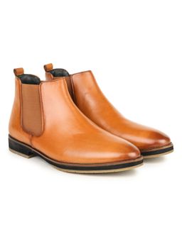 BRITMEN - Men Handcrafted Genuine Leather Tan Chelsea Boots