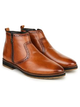 BRITMEN - Men Handcrafted Genuine Leather Tan Casual Boots