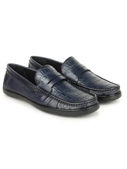BRITMEN - Men Handcrafted Genuine Leather Blue Loafers