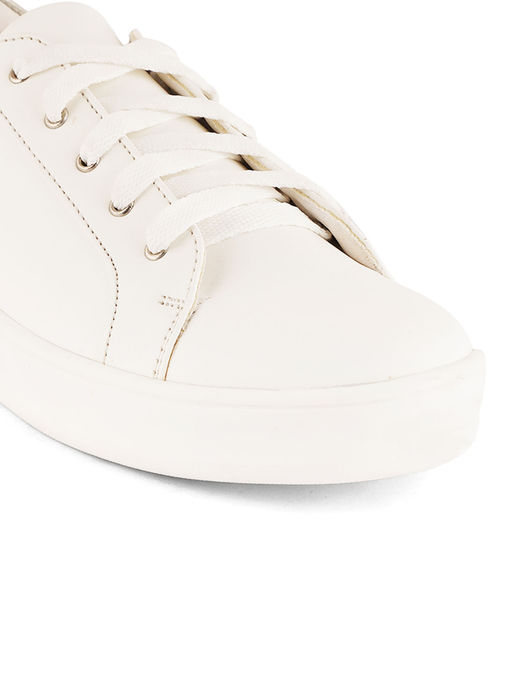 Buy Carlton London Women White Gold Solid Plain Sneakers Online