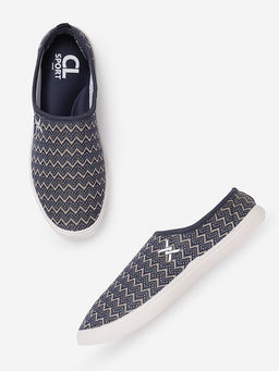 Carlton London - Women Navy Blue Woven Ballerinas