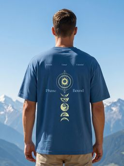 Nobero - Men Blue Oversized Graphic Printed T-shirt