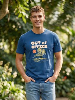 Nobero - Men Blue Regular Fit Graphic Printed T-shirt