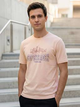 Nobero - Men Peach Regular Fit Graphic Printed T-shirt