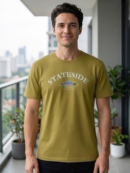 Nobero - Men Olive Regular Fit Graphic Printed T-shirt