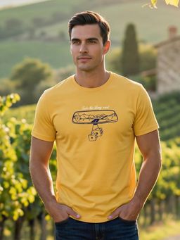 Nobero - Men Yellow Regular Fit Printed T-shirt