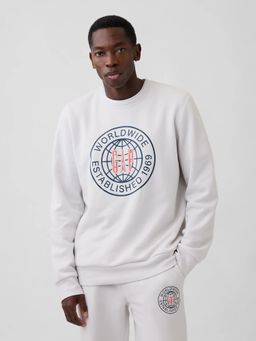 GAP - Men White Text Printed Crew Neck Sweatshirt