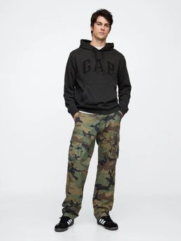 GAP - Men Black Embroidered Logo Hoodie
