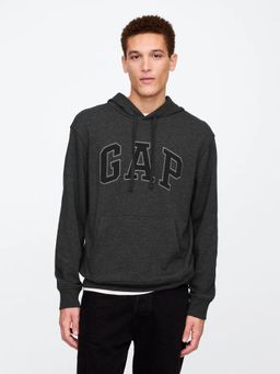 GAP - Men Charcoal Embroidered Logo Hoodie