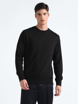 Flying Machine - Men Black Crew Neck Solid Sweatshirt