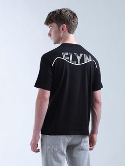 Flying Machine - Men Black Digitopia Dark Brand Text Printed T-shirt