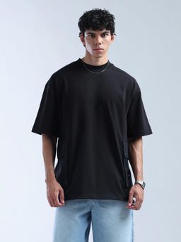 Flying Machine - Men Black Oversized Fit Digitopia T-shirt
