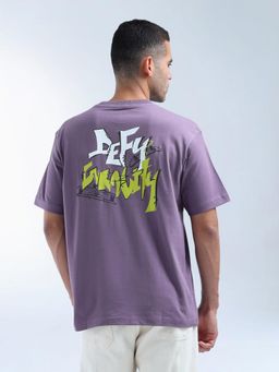 Flying Machine - Men Purple Graphic Printed Relaxed Fit T-shirt