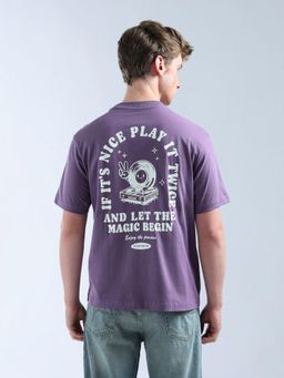 Flying Machine - Men Purple Typography Printed T-shirt