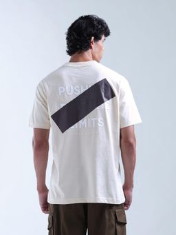 Flying Machine - Men Off White Typographic Printed Pure Cotton T-shirt