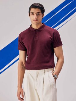 UNSTD - Men Wine Regular Fit Polo T-shirt