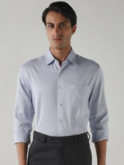 Reid & Taylor - Men Blue Textured Full Sleeves Shirt