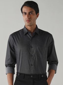 Reid & Taylor - Men Grey Regular Fit Full Sleeves Shirt