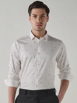 Reid & Taylor - Men White Full Sleeves Printed Shirt