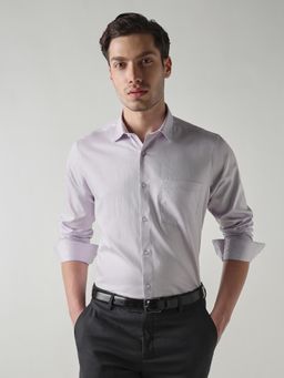 Reid & Taylor - Men Lavender Solid Full Sleeves Shirt