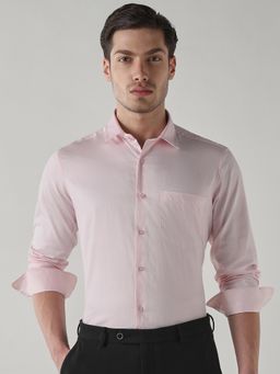 Reid & Taylor - Men Pink Solid Full Sleeves Shirt
