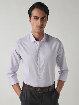 Reid & Taylor - Men Purple Solid Full Sleeves Shirt