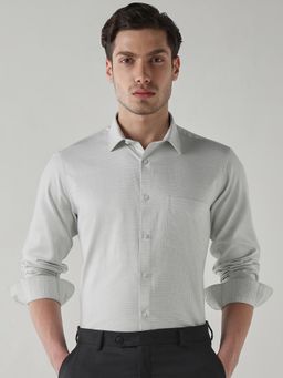 Reid & Taylor - Men Grey Checks Full Sleeves Shirt