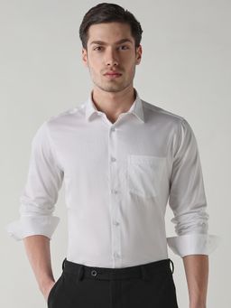 Reid & Taylor - Men White Solid Full Sleeves Shirt