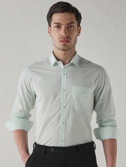 Reid & Taylor - Men Green Stripes Full Sleeves Shirt