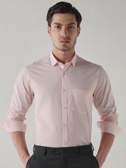 Reid & Taylor - Men Pink Stripes Full Sleeves Shirt