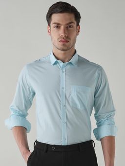 Reid & Taylor - Men Sky Blue Checks Full Sleeves Shirt