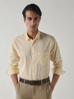 Reid & Taylor - Men Yellow Checks Full Sleeves Shirt