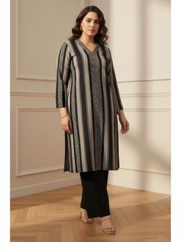 Amydus - Women'S Plus Size Snug Weave Winter Black Kurta