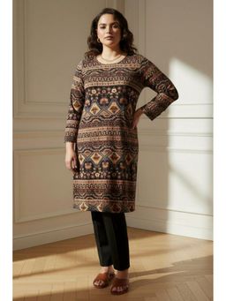 Amydus - Plus Size Ethnic Love Snug Weave Winter Black Kurta