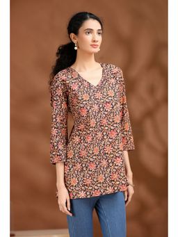 Cotton Culture - Floral Printed Cotton Black Tunic