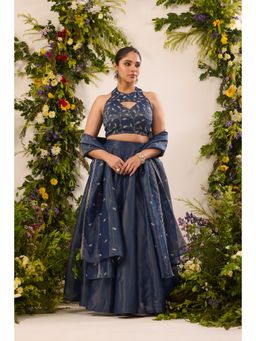 Alaya by Stage3 - Mastaani Embroidered Blue Lehenga With Blouse And Dupatta