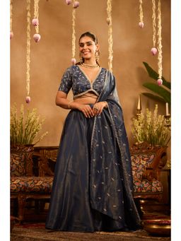 Alaya by Stage3 - Women Mastaani Embroidered Blue Lehenga With Blouse And Dupatta