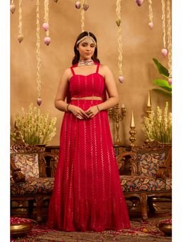 Alaya by Stage3 - Mastaani Embroidered Stitched Pink Lehenga With Blouse And Choker Dupatta